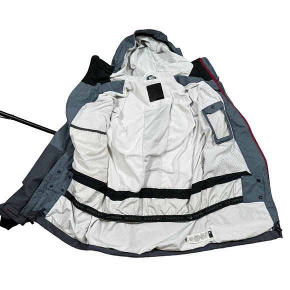 Oakley Cottage Insulated Snowboard Jacket Men's‎ Sz M Medium Gray / Red - Picture 2 of 10